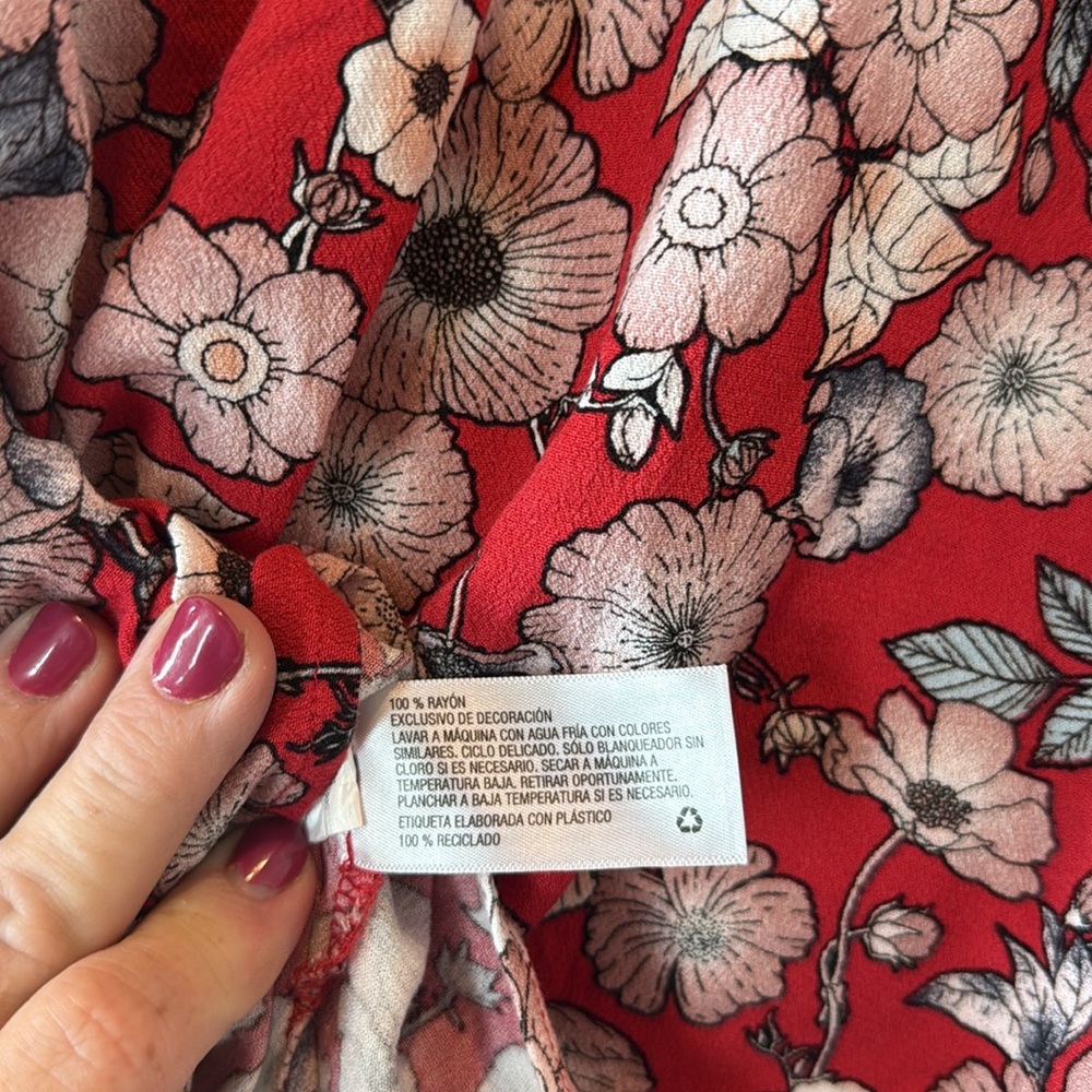 Knox Rose Women's red floral kimono with tassels size xs/s - Picture 5 of 5